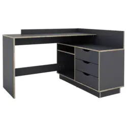 Eckschreibtisch 129/105/84 cm in Anthrazit, Eichefarben