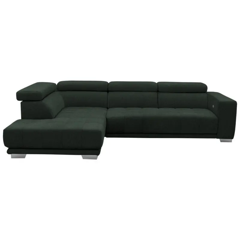 Ecksofa in Chenille Schwarz 207/301 cm
