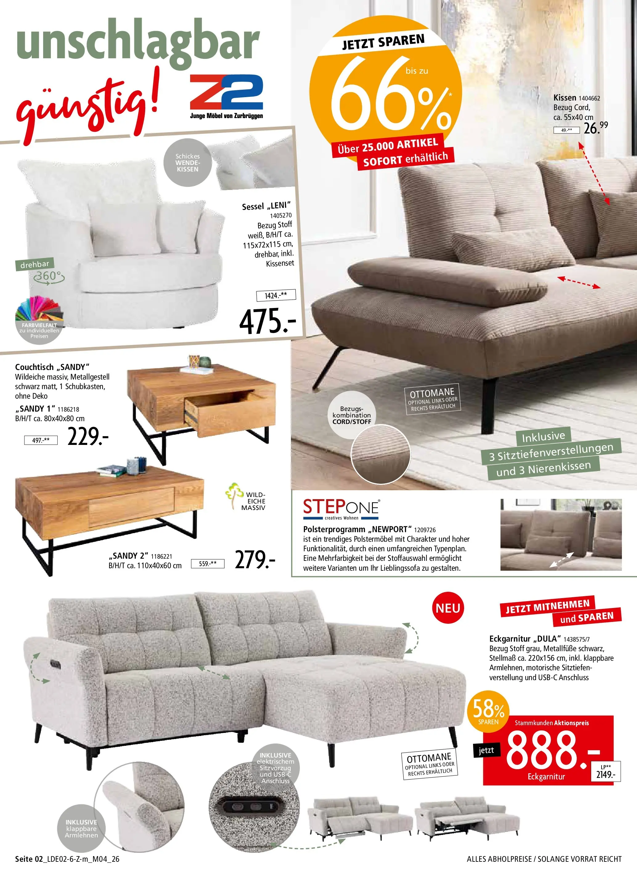 Zurbrüggen Unschlagbar günstig (ab 22.02.2026) zum Blättern | Seite: 2 | Produkte: Kissen, Sessel, Couchtisch