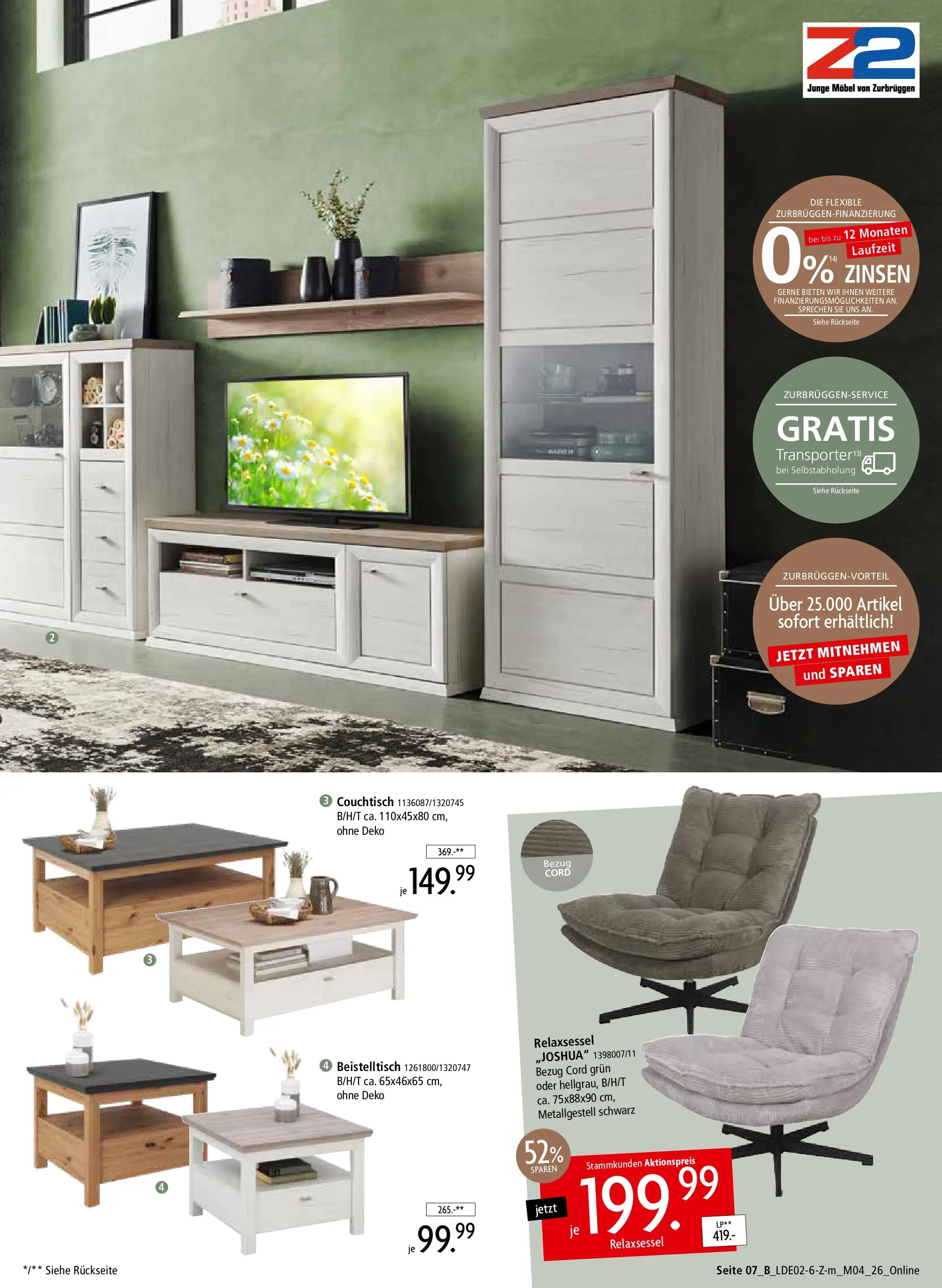 Zurbrüggen Unschlagbar günstig (ab 22.02.2026) zum Blättern | Seite: 11 | Produkte: Relaxsessel, Beistelltisch, Couchtisch