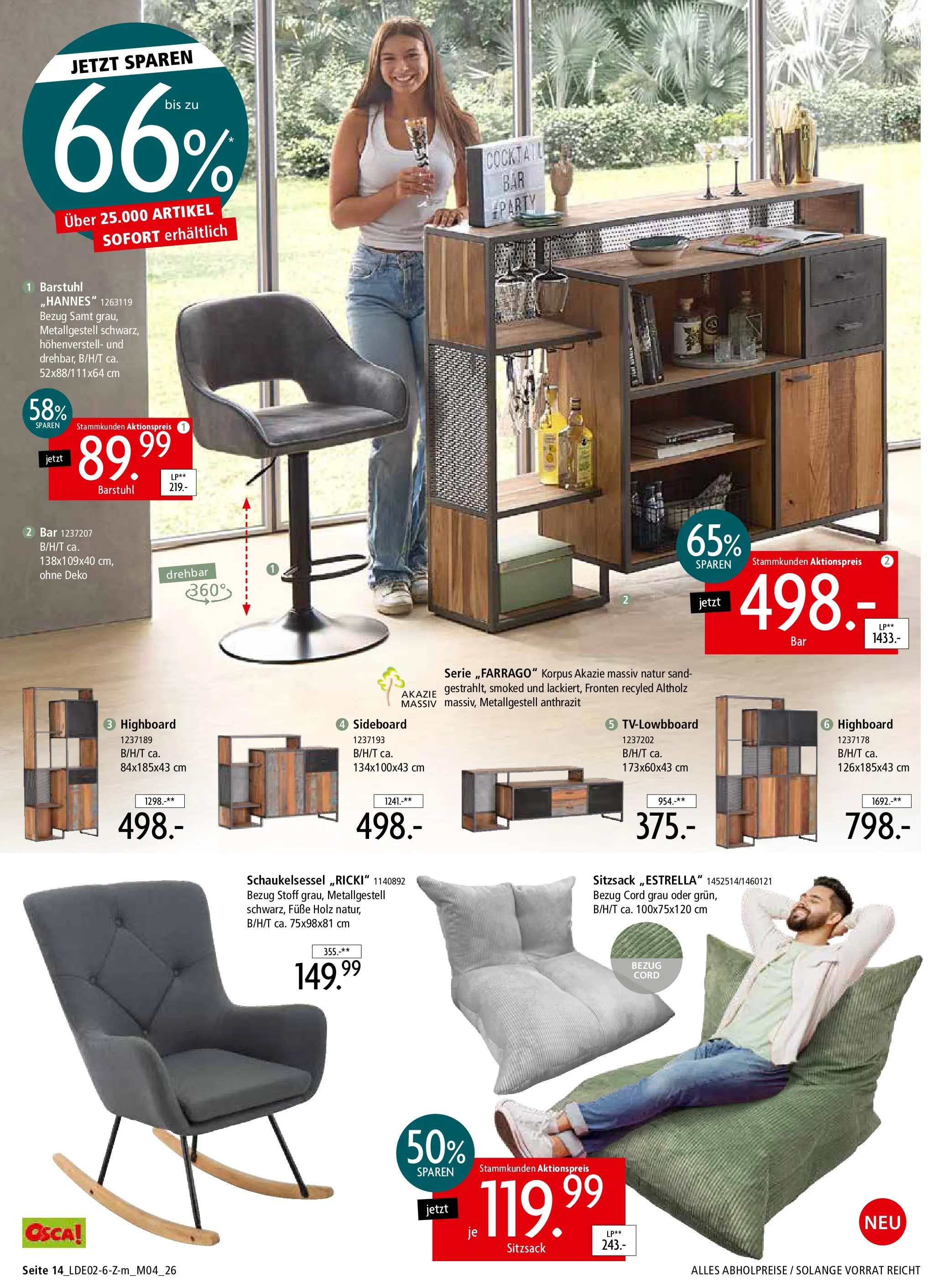 Zurbrüggen Unschlagbar günstig (ab 22.02.2026) zum Blättern | Seite: 20 | Produkte: Sideboard, Sitzsack, HIghboard