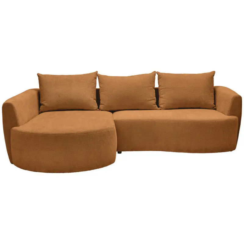 Ecksofa in Chenille Rostfarben