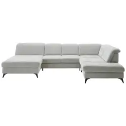 Wohnlandschaft in Chenille Silberfarben