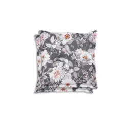Gartensitzkissenset in Anthrazit, Grau, Wei&szlig; Blume 50/50 cm