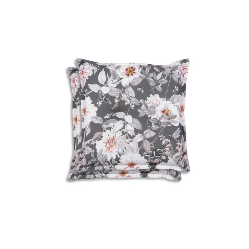 Gartensitzkissenset in Anthrazit, Grau, Wei&szlig; Blume 50/50 cm