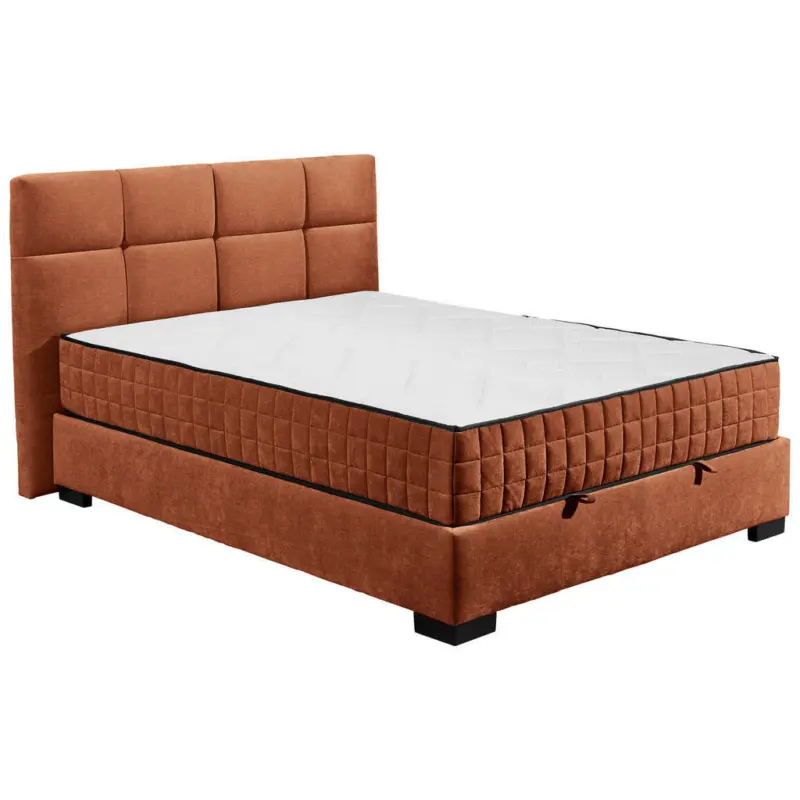 Boxbett 140/200 cm in Cognac