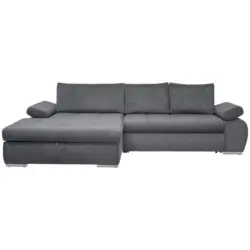 Ecksofa in Flachgewebe Grau 173/294 cm