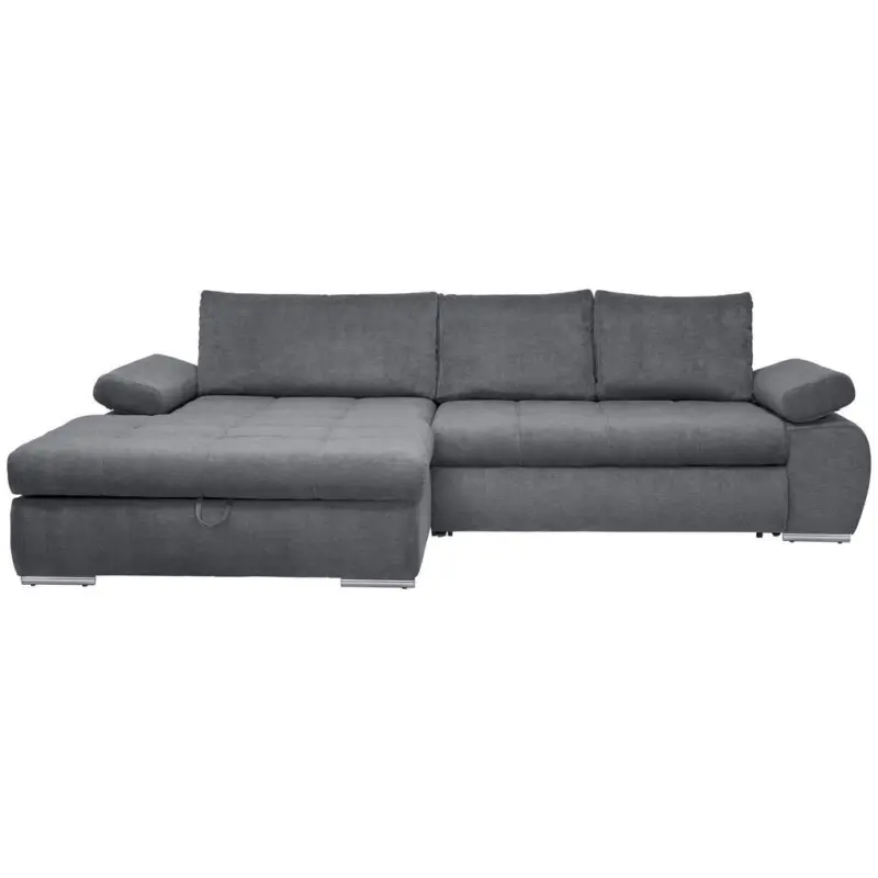 Ecksofa in Flachgewebe Grau 173/294 cm