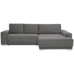Ecksofa in Flachgewebe Grau 293/195 cm