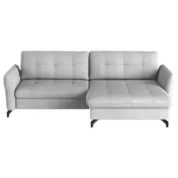 Ecksofa in Flachgewebe, Leinenoptik Silberfarben 242/170 cm