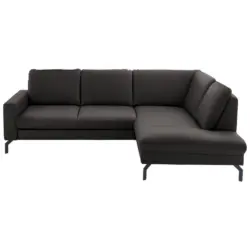 Ecksofa Beldomo Premium in Echtleder Dunkelgrau 250/194 cm