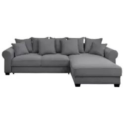 Ecksofa in Cord Dunkelgrau