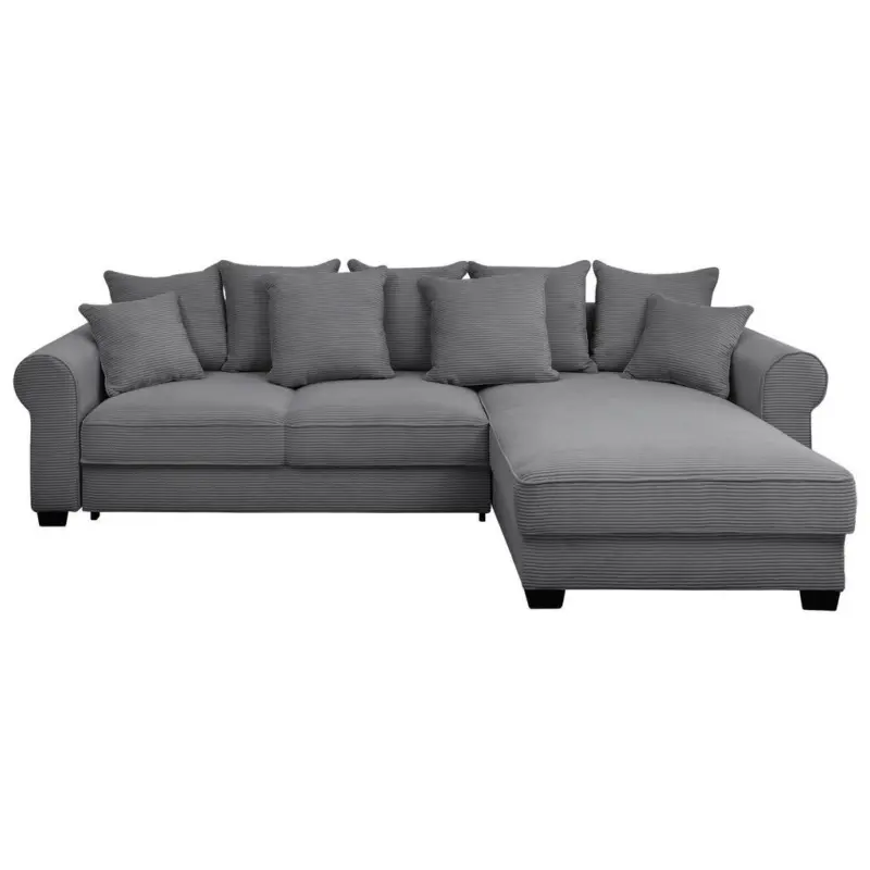 Ecksofa in Cord Dunkelgrau