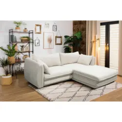 Ecksofa in Struktur Creme 240/201 cm