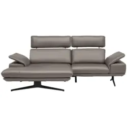 Ecksofa in Echtleder Graubraun 150/242 cm