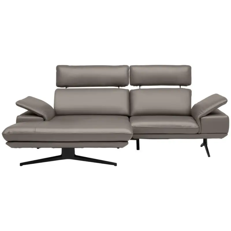 Ecksofa in Echtleder Graubraun 150/242 cm