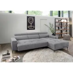 Ecksofa in Chenille Dunkelgrau 276/188 cm