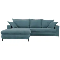 Ecksofa in Cord Blau 174/272 cm