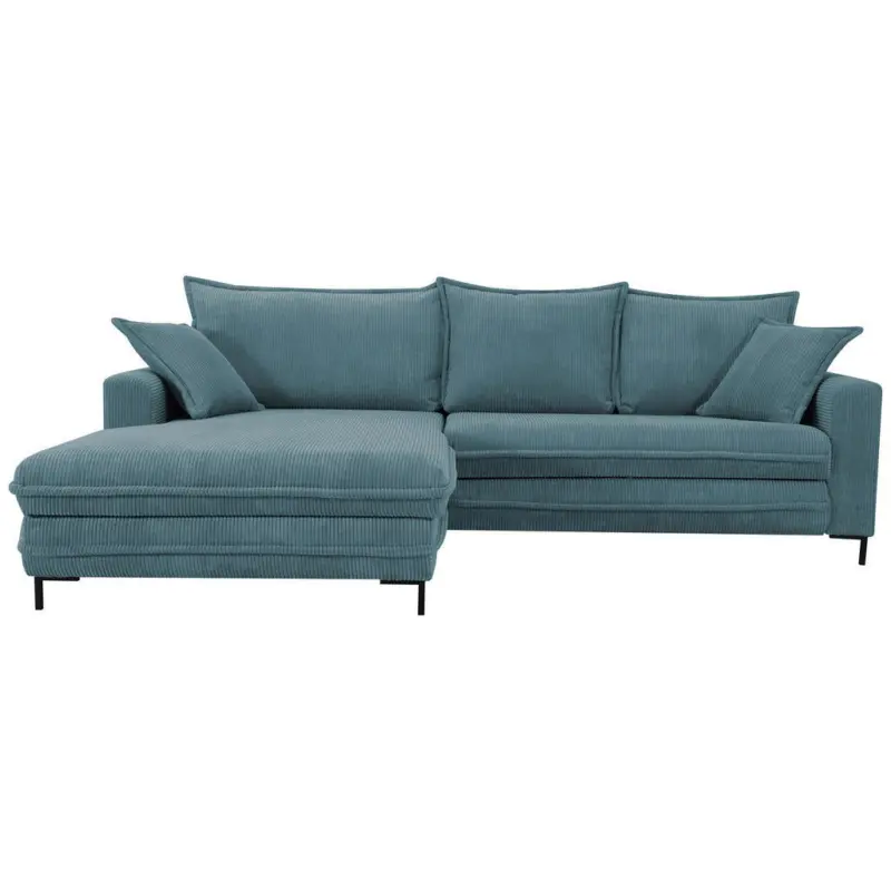 Ecksofa in Cord Blau 174/272 cm