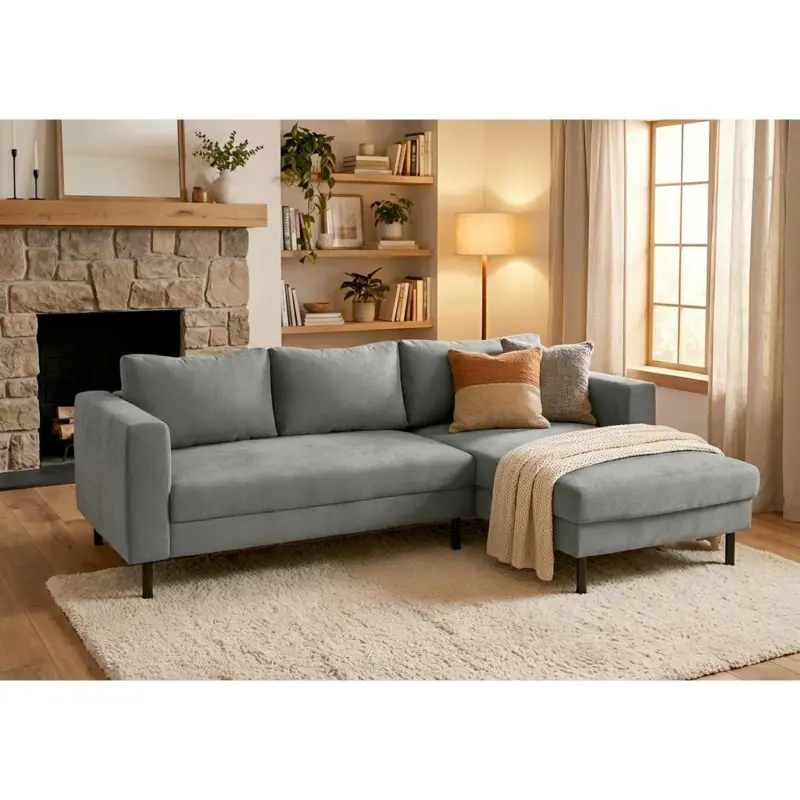 Ecksofa in Struktur Anthrazit 232/161 cm