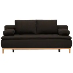 Boxspringsofa in Webstoff Dunkelbraun Skandinavisch