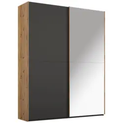 Schwebet&uuml;renschrank in Graphitfarben, Eichefarben