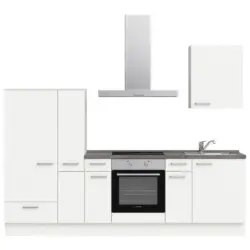 K&uuml;chenleerblock 270 cm in Wei&szlig;, Schieferfarben