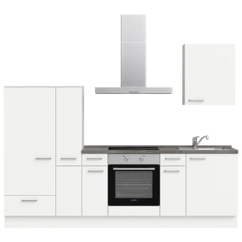 K&uuml;chenleerblock 270 cm in Wei&szlig;, Schieferfarben