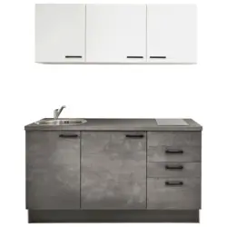 K&uuml;chenleerblock 160 cm in Graphitfarben, Wei&szlig;