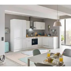 Eckk&uuml;che 310/175 cm in Wei&szlig;, Eiche Artisan