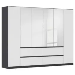 Dreht&uuml;renschrank in Grau, Silberfarben, Wei&szlig;