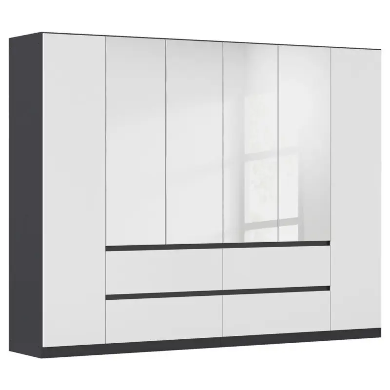 Dreht&uuml;renschrank in Grau, Silberfarben, Wei&szlig;