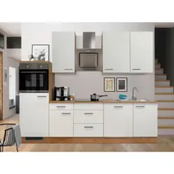 K&uuml;chenblock 280 cm in Eichefarben, Magnolie