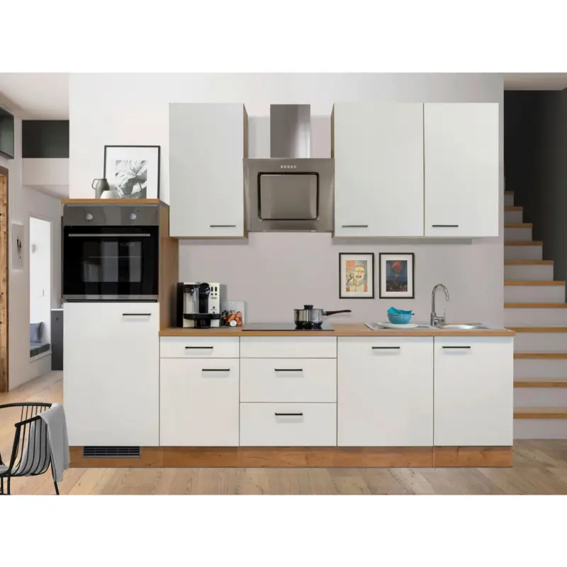 K&uuml;chenblock 280 cm in Eichefarben, Magnolie