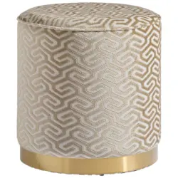Hocker in Metall, Textil, Holzwerkstoff Beige