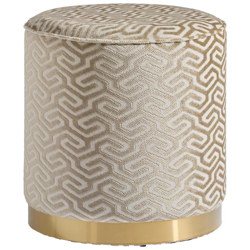 Hocker in Metall, Textil, Holzwerkstoff Beige
