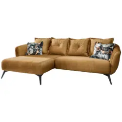 Ecksofa in Velours Gelb, Multicolor 162/277 cm