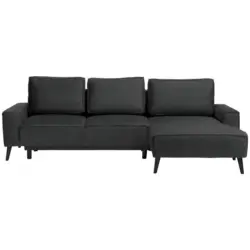 Ecksofa in Velours Anthrazit