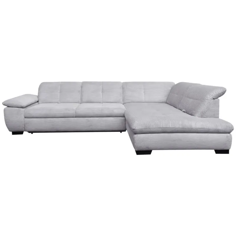 Ecksofa in Cord Hellgrau 313/242 cm