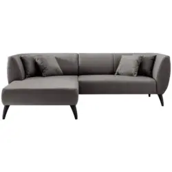 Ecksofa in Lederlook Schwarz 160/264 cm