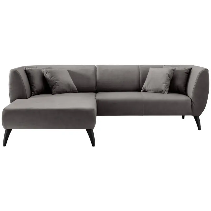Ecksofa in Lederlook Schwarz 160/264 cm