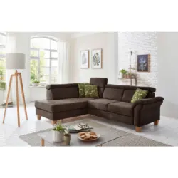 Ecksofa in Mikrofaser Mokka 194/245 cm