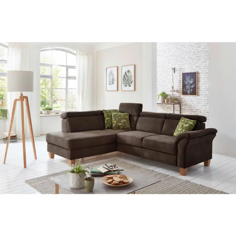 Ecksofa in Mikrofaser Mokka 194/245 cm
