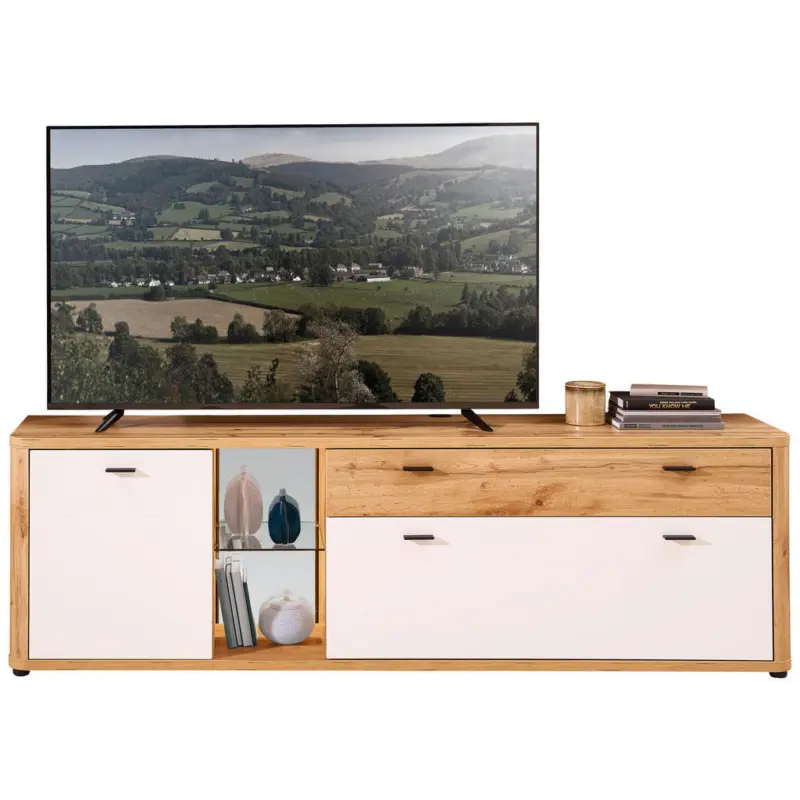 Tv-Element Wei&szlig;, Eiche Wotan 210/65/45 cm