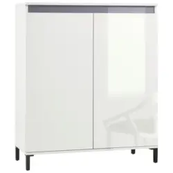 Highboard Wei&szlig;, Wei&szlig; Hochglanz 100/110/40 cm