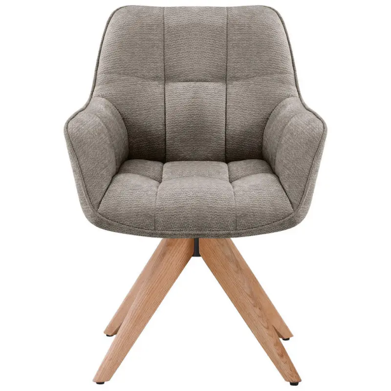 Armlehnstuhl in Holz, Textil Eichefarben, Khaki