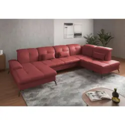 Wohnlandschaft in Echtleder Rot