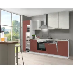 K&uuml;chenblock 280 cm in Rot, Wei&szlig;