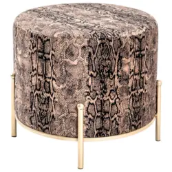 Hocker in Metall, Textil, Holzwerkstoff Multicolor, Goldfarben