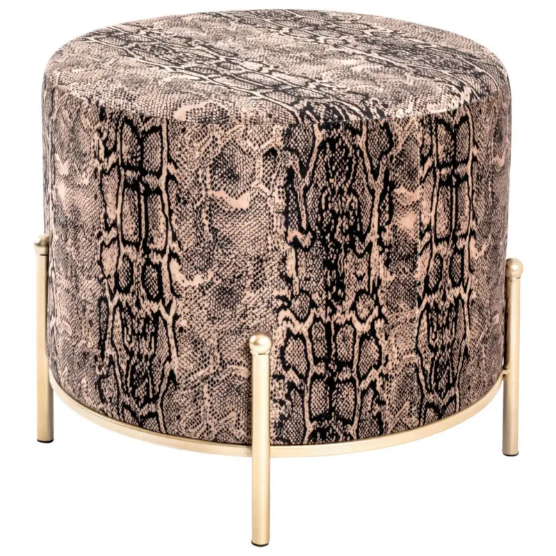 Hocker in Metall, Textil, Holzwerkstoff Multicolor, Goldfarben